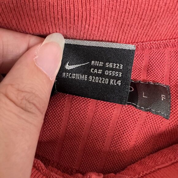 Nike Dri-FIT Performance Polo XXL Red Ribbed Knit White Collar Golf Shirt Tennis - Picture 7 of 13